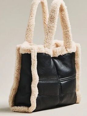 Lamarque Zoey Sherpa Leather Tote NWT Anthropologie